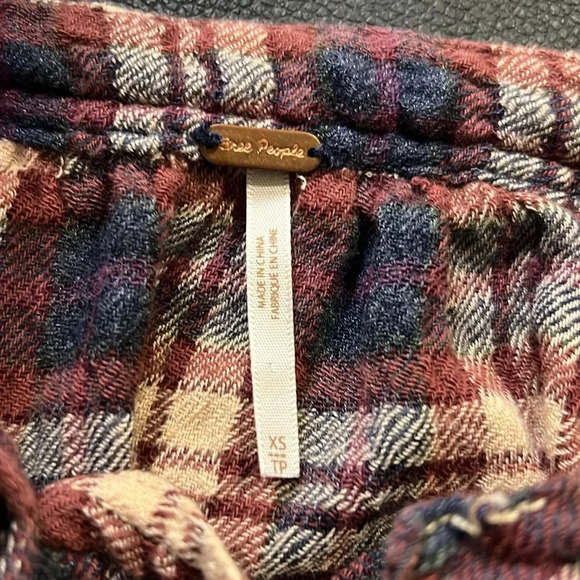 Free People Plaid Northern Bound Flannel Henley top size XS - Picture 8 of 11